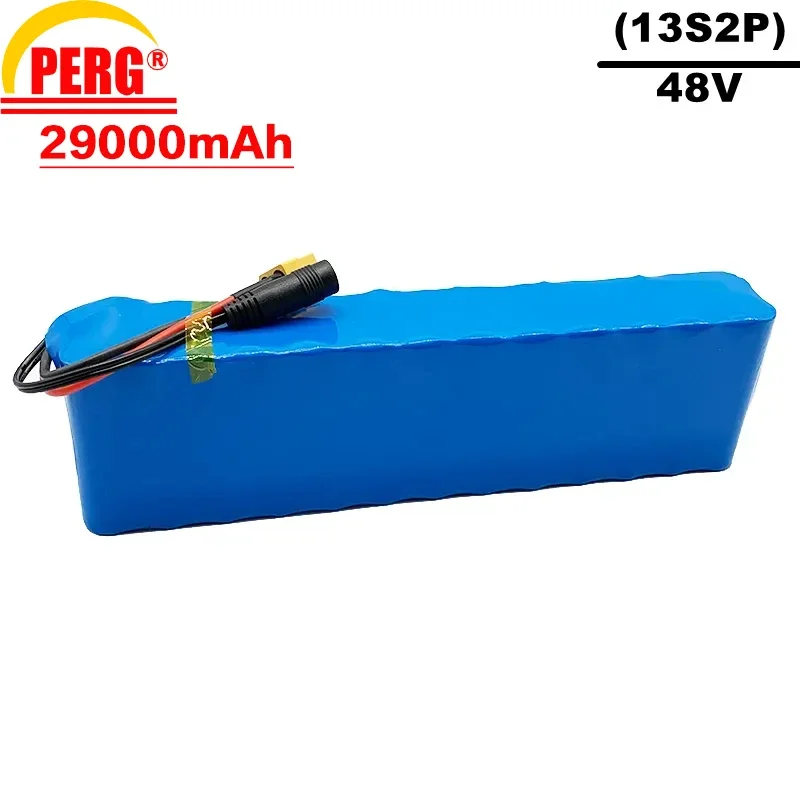 48V lithium-ion battery pack, 18650 battery 13s2p, 29000 mAh, XT60 plug or T plug, built-in BMS, suitable for electric bicycles