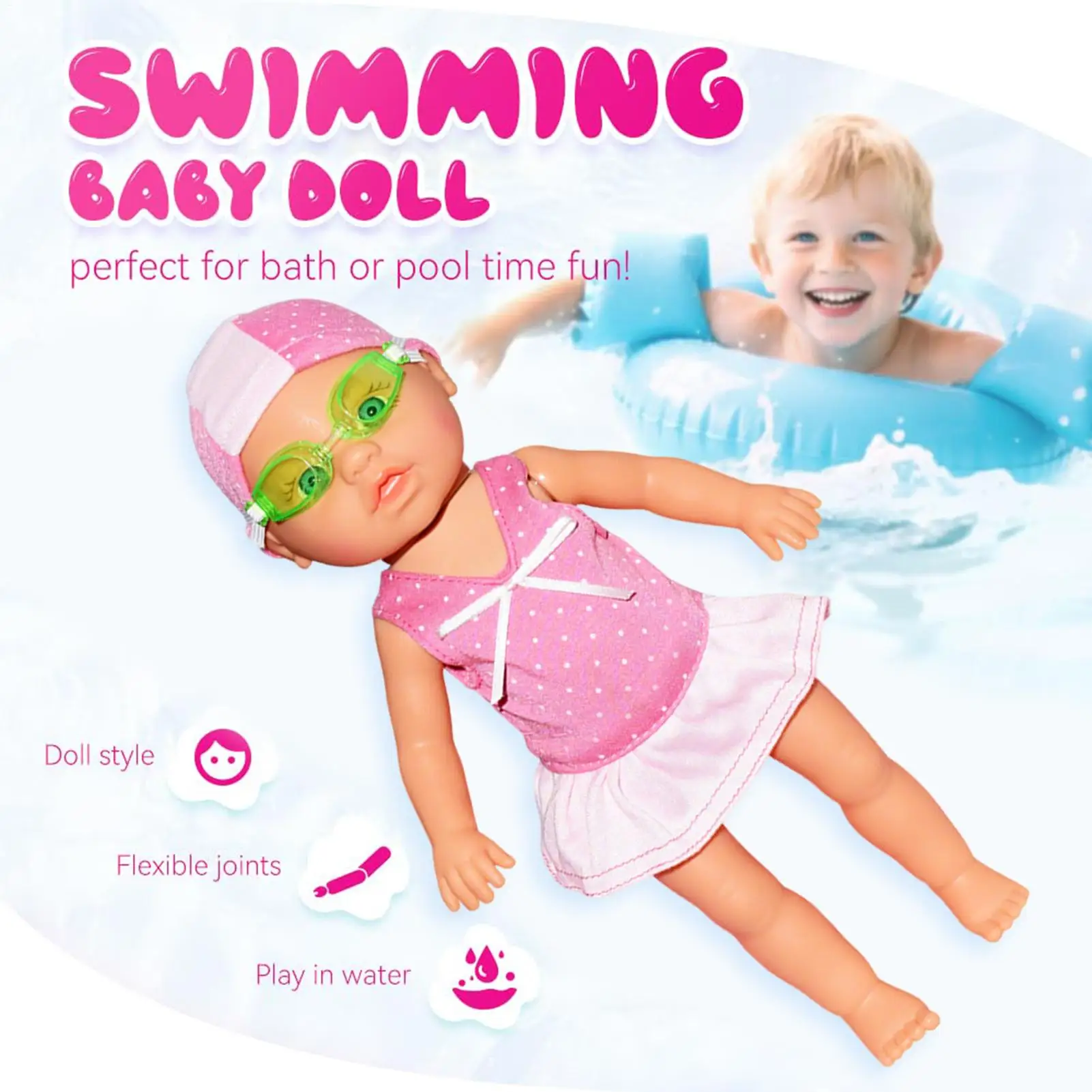 Baby Puppe Für Pool Wasserdichte Strand Baby Puppe Mit Beweglichen Gelenk Spielzeug Zubehör Für Sand Reise Auto Kinder Strand Sommer