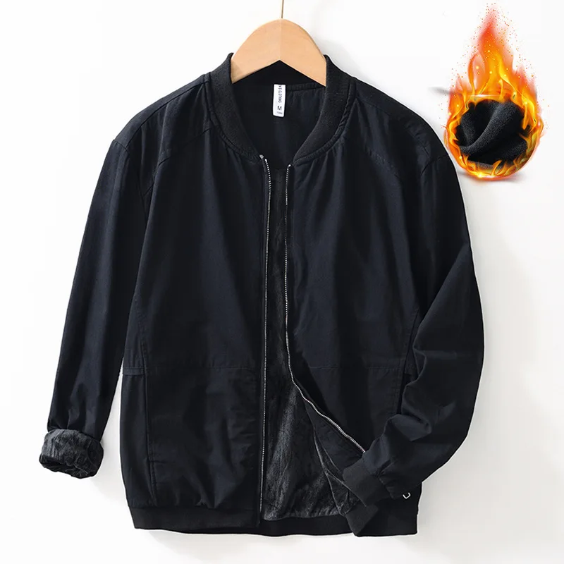 

Men's Casual Loose Fit Fce Lined Stand Collar Baseball Jaet Faionable Winter Warm Top Urban Sle Long Sve Zipper