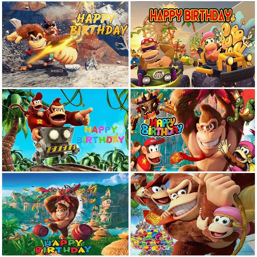 

Anime Donkey Kong Backdrop Game Party Decorations Cartoon Orangutan Country Photography Background Children Kids Gifts Boy Favor