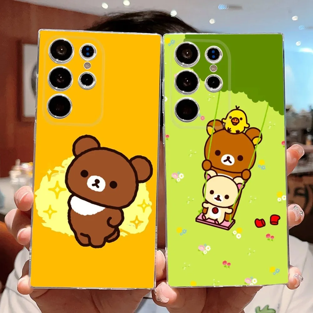 Cute R-Rilakkumas Bear Phone Case Silicone Case For Samsung S30,S23,S21,S22,S20 Ultra,S20 FE lite,S10,S9,S8 PIus Cover Clear