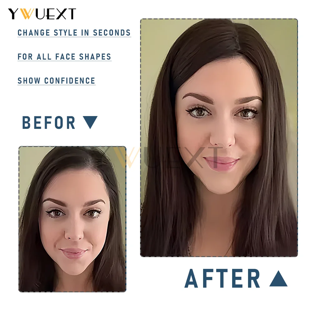 YWUEXT قطع شعر أشقر بني أسود غير مرئية من الدانتيل شعر بشري على الوجهين خصلات شعر مستقيمة قابلة للتنفس ومريحة 25 سم