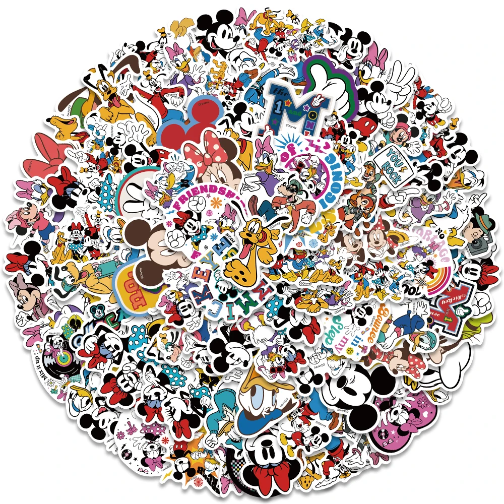 

50/100pcs Mickey Mouse Donald Duck Funny Cute Cartoon Disney Stickers For Laptop Water Bottle Luggage Phone Waterproof Graffiti