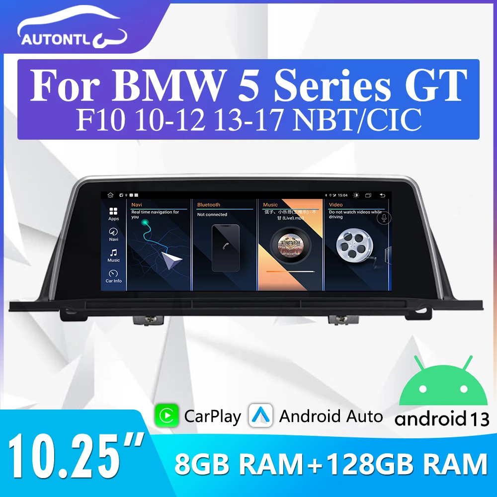 AUTONTL New 10.25 Inch For BMW 5 Series GT NBT CIC Multimedia Car Android Screen Automotive Headunit Monitor Carplay Navigation