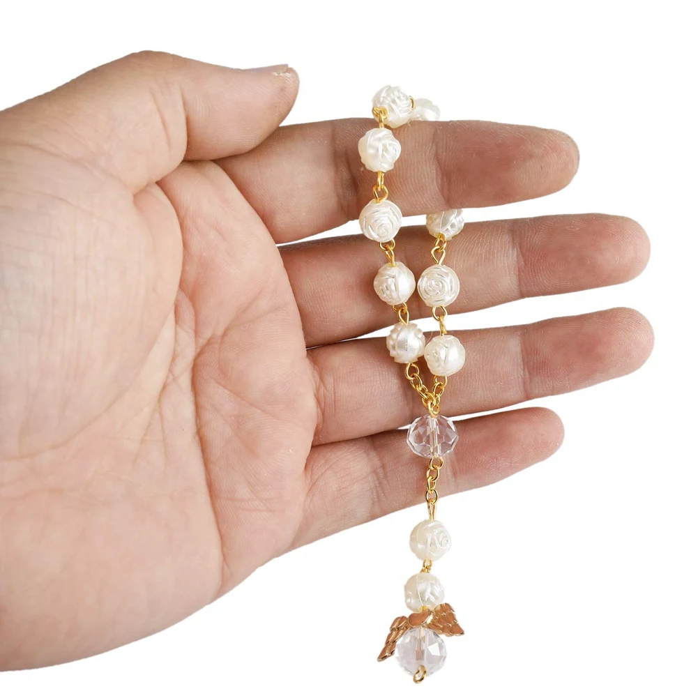 

KYCOR-60 PCS Baptism Rosary Acrylic Rosary Beads Mini Rosaries Angel For The First Communion Baptism Party Favors