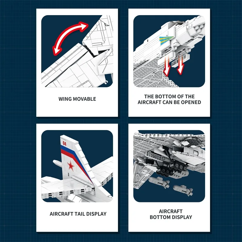 Décennie s de construction d'avion de bombardier militaire pour enfants, modèle MOC, briques de créativité, jouets techniques, ensemble cadeau de Noël, Tu 160, 1:75