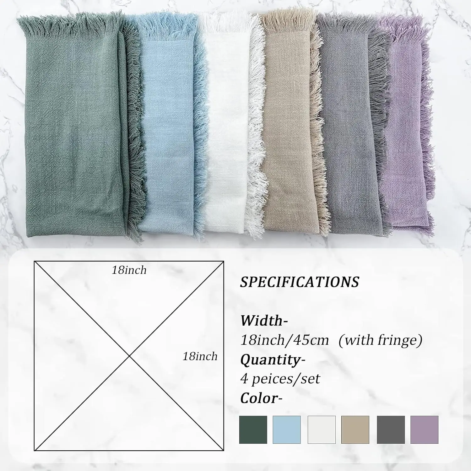 Handmade Cloth Napkins with Fringe,18