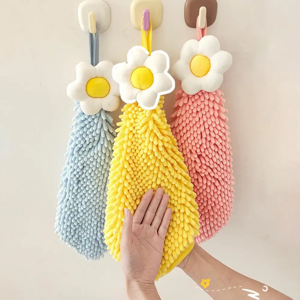 Easy Hang Hand Towel Quick-dry Hand Towel Super Soft Hand Towels with Hanging Loop Quick-dry Absorbent Cloths for Kitchen