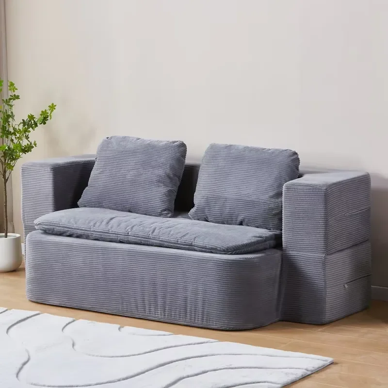 Modern Multi-Function Compression Sofa Bed Convertible Washable Cover Space Saving Square Soft Couch for Apartment Hotel