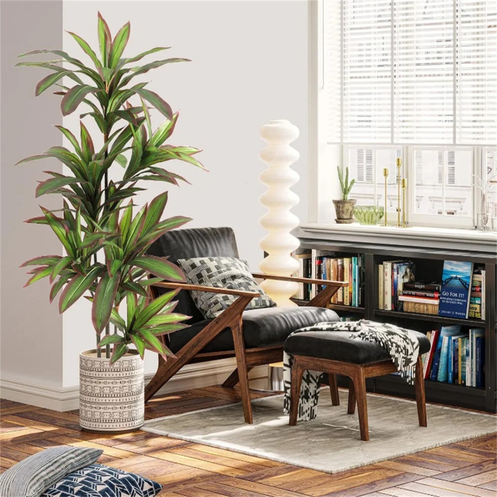 Artificial Dracaena Plant Indoor, 4ft/5ft Tall Decorative Fake Tree In Pot with Adjustable Branches And Leaves