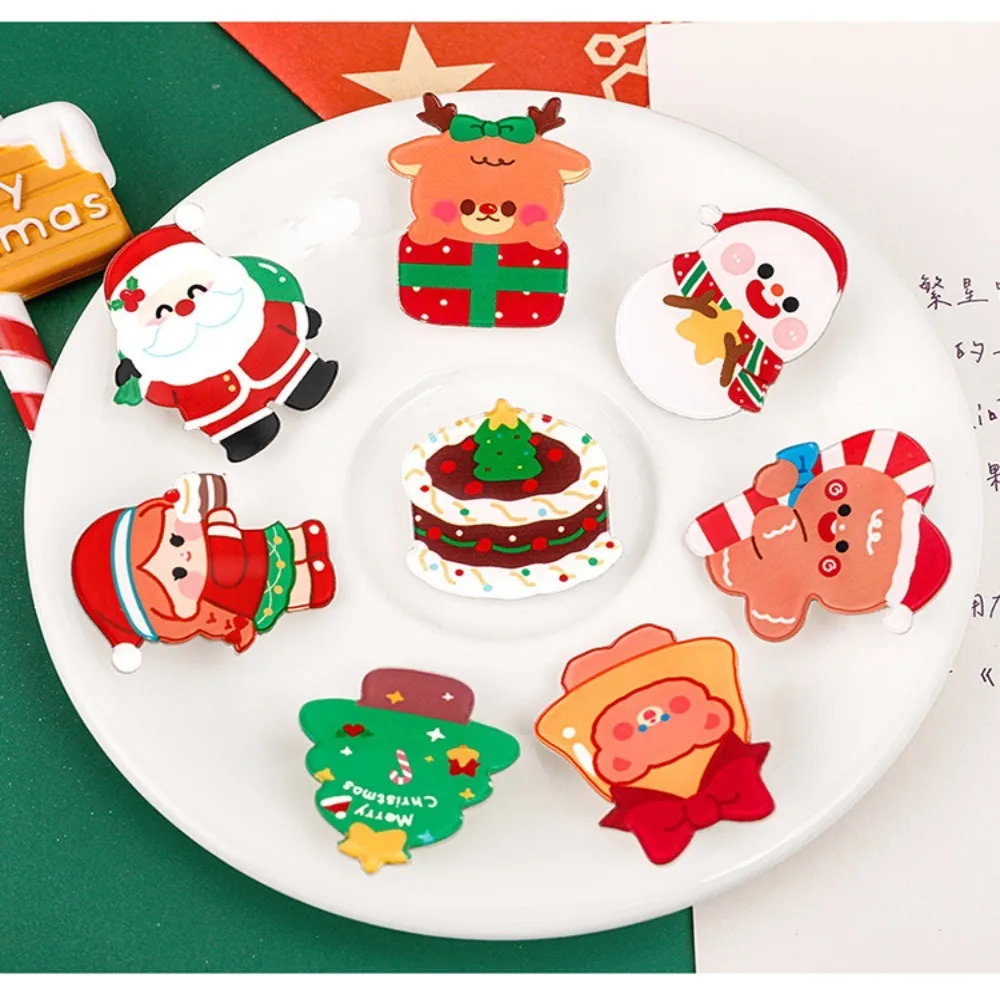 아크릴 만화 크리스마스 브로치 인쇄 장식, 미니 귀여운 액세서리, 크리스마스 장식품
