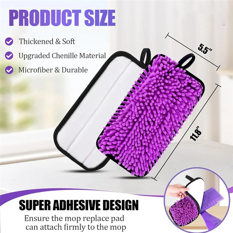 

-A65I 6 Pack Reusable Mop Microfiber Wet Jet Refills For Dry Wet Mopping Cloths For All Floor Types