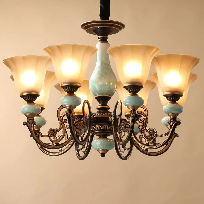 

Living room ceramic chandelier dining room bedroom lamp villa luxury atmospheric lamp creative personality European and American