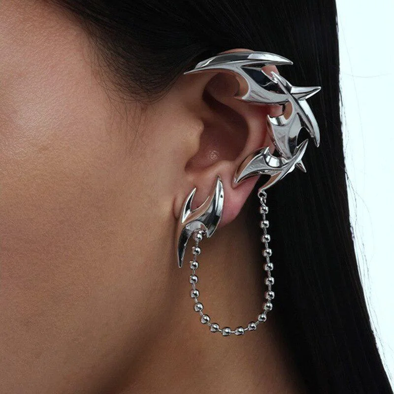 New 2023 Accessories for Women Punk Darts Ear Clip on Earrings Silver Color Tassel Cool Party Dangle Earring Women Men Jewelry