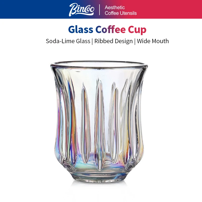BINCOO 90ml-400ml Glass Coffee Cup Drinking Glasses for Espresso Cappuccino Latte Mug Juice Cocktails Home Kitchen Barista Tools