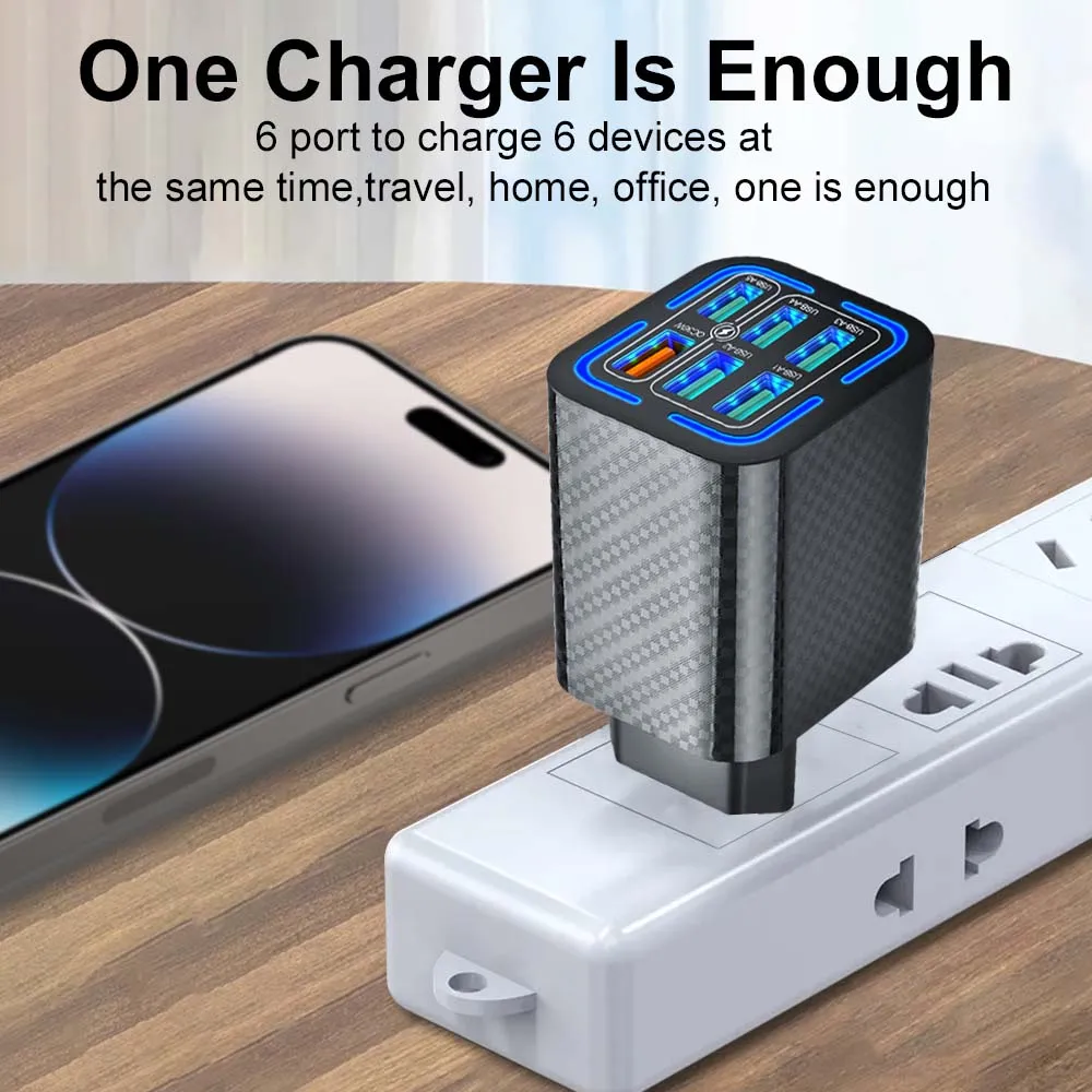 6 Ports Fast Charging Phone Travel Charger USB Phone Charger Adapter For iPhone Xiaomi Samsung KR/EU Plug