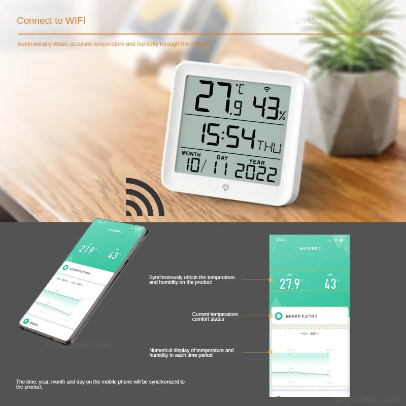 Xiaomi Tuya WIFI Temperature Humidity Sensor Hygrometer Thermometer Smart Home Backlight Support Alexa Google Weather Sensors