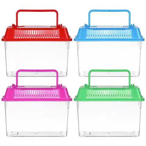 4 Pcs 미니 휴대용 물고기 탱크 휴대용 수족관 플라스틱 거북이 상자 파충류 번식 케이스 애완 동물 햄스터 컨테이너 수족관 보관