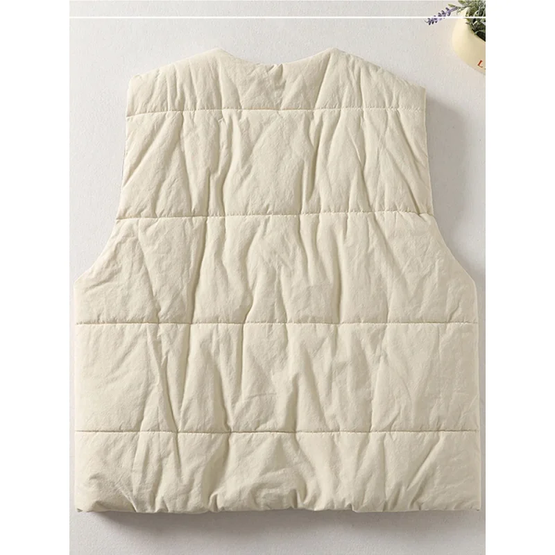 Chalecos acolchados Vintage para mujer, chaquetas femeninas informales de gran tamaño sin mangas con forro grueso y cálido, novedad de invierno 2025