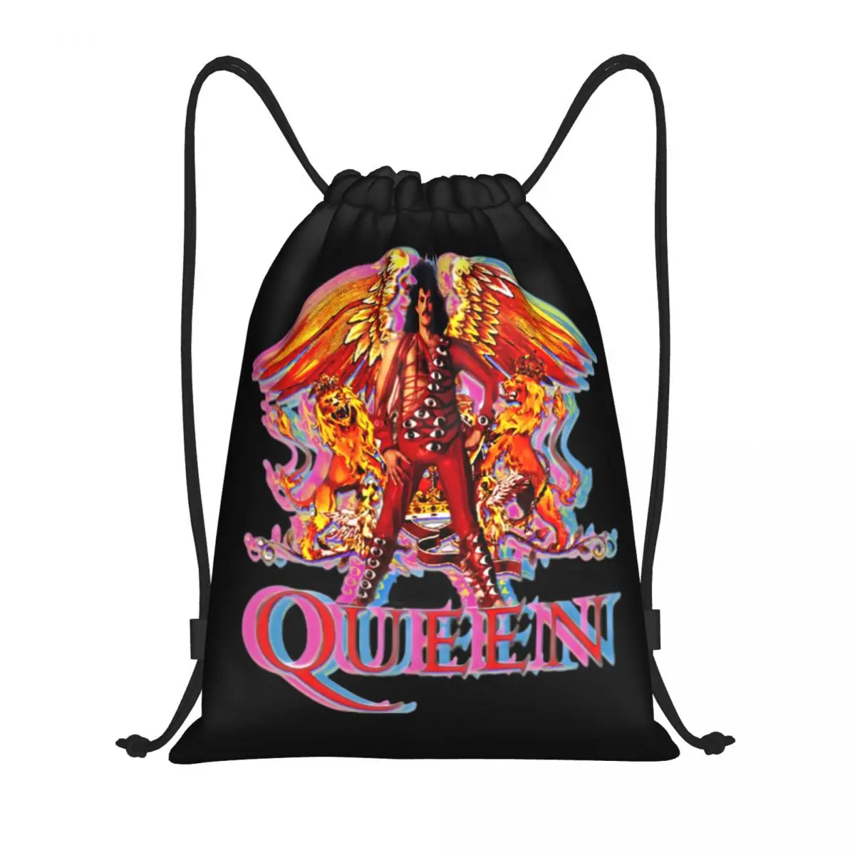 

Pop Rock Roll Drawstring Bags Women Men Portable Sports Gym Sackpack Freddie Mercury Training Backpacks