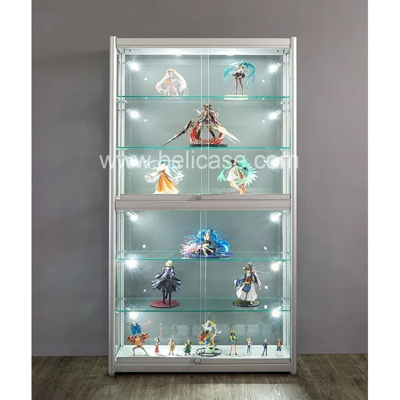 Imagem -05 - Led Light Glass Display Cabinet Display Showcase Mobiliário Elegante Vitrine Móveis Baratos Loja Personalizado