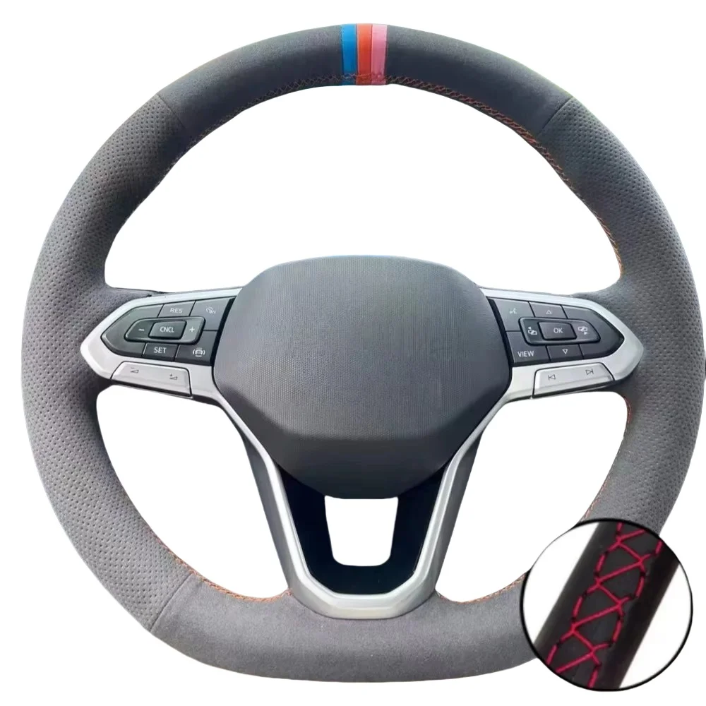 

For Volkswagen VW Golf 7 6 MK7 MK6 MK5 NK4 NK3 MK2 Polo Braid Car Steering Wheel Cover Wrap Hand Sewing Non-Slip Suede Leather