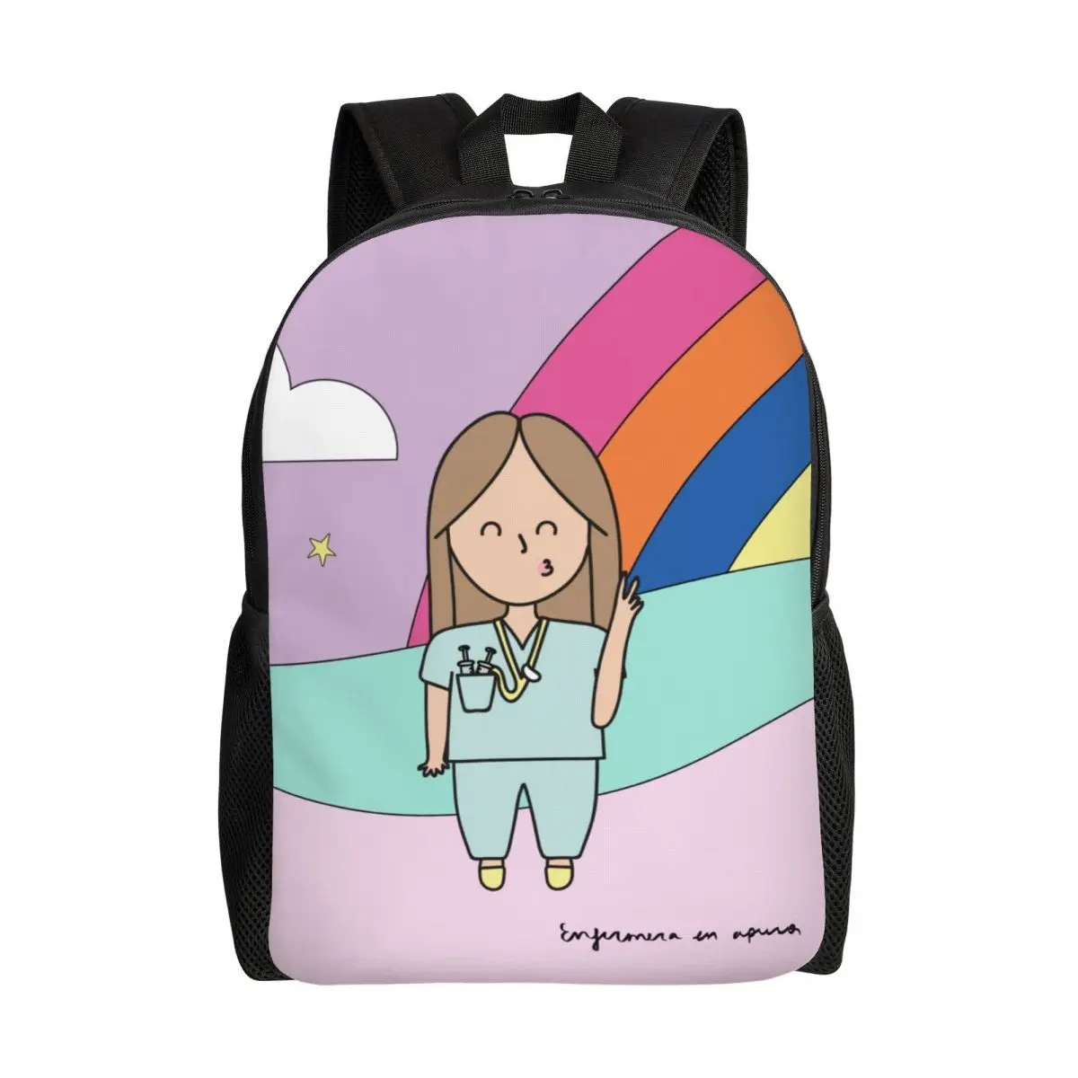 Personalized Cartoon Doctor Nurse Printed Backpack Women Men Basic Bookbag for College School Bags