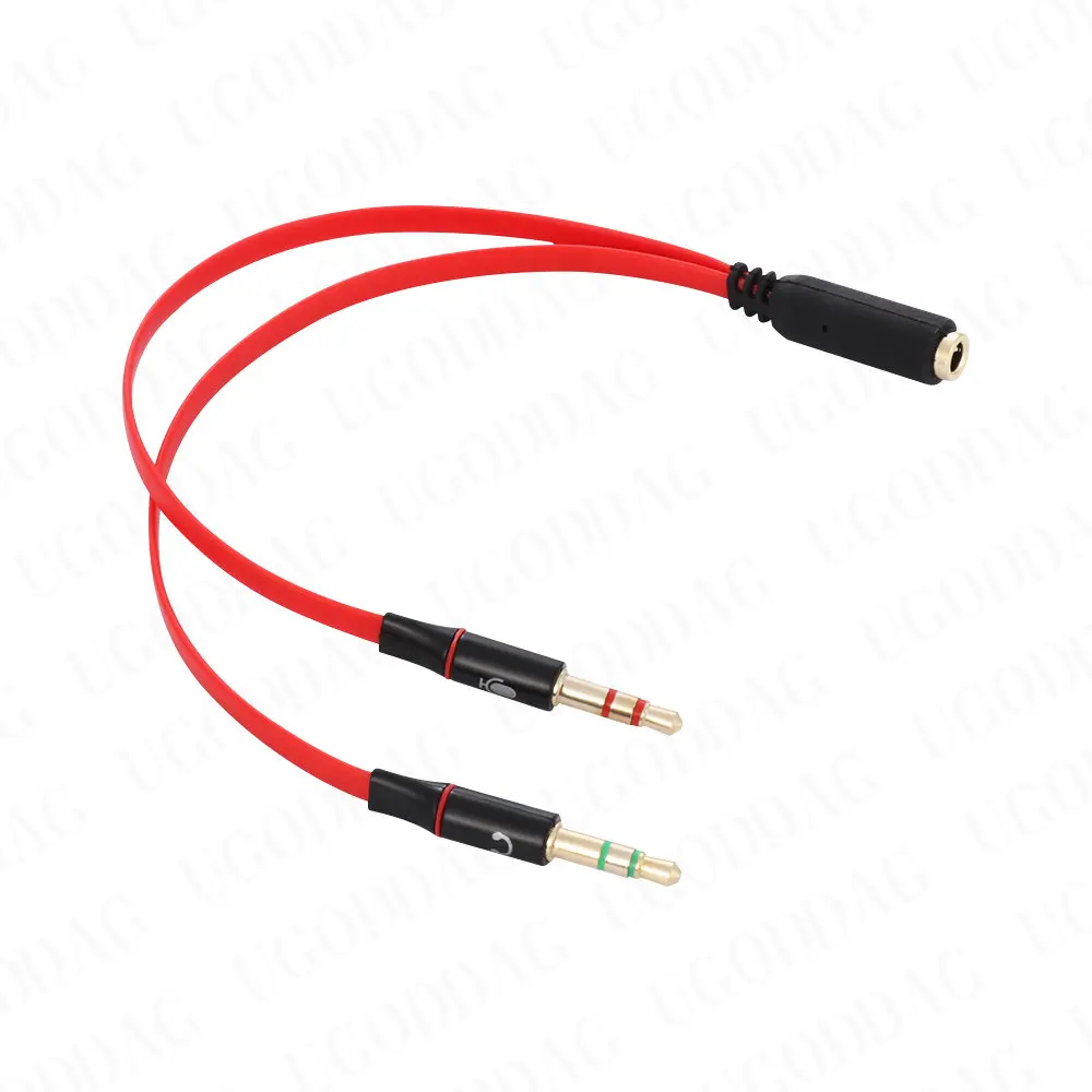 2 in1 3.5mm Stereo Audio męski do 2 kobiece słuchawki mikrofon Y Splitter przewód Audio przewód Adapter Adapter do słuchawek