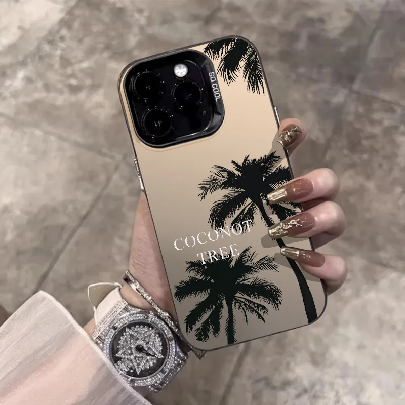 Summer Coconut Etui na telefon iPhone 14 15 Pro Max 11 12 13 Pro X XR XSMax 7/8 14 Plus Mini Laser Plated Shockproof Bumper Cover