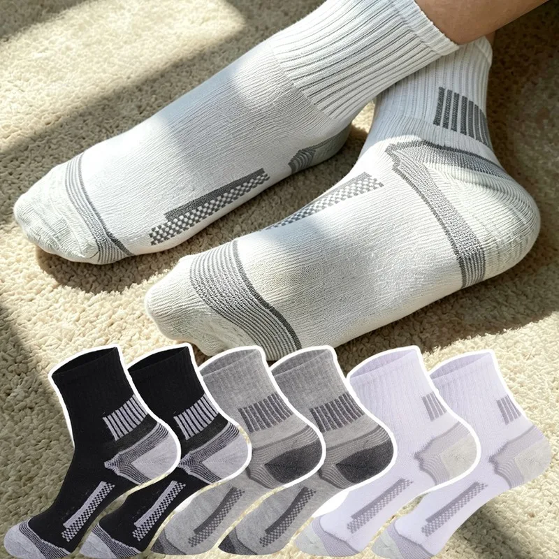 5er-Pack Herren Sportsocken Wadenlänge Atmungsaktiv Schweißableitend Gepolsterte Crew-Socken Rutschfeste Athletische Sportsocken für Laufen Basketball Fitness