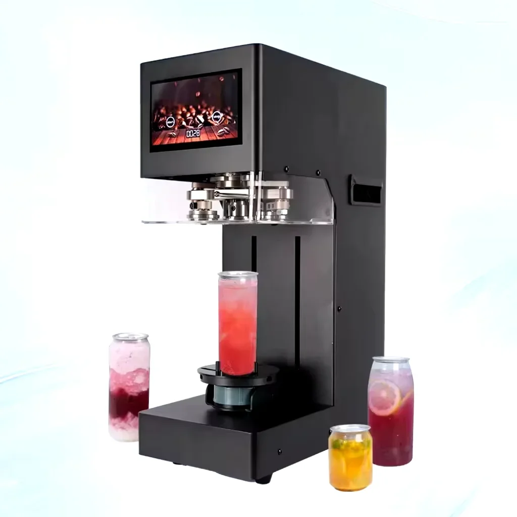 

Bubble Tea Coffee Shop 2024 Touch Screen Non-rotating Lifter Plastic Bottle Aluminum Cups Can Sealing Machine Can Sealer