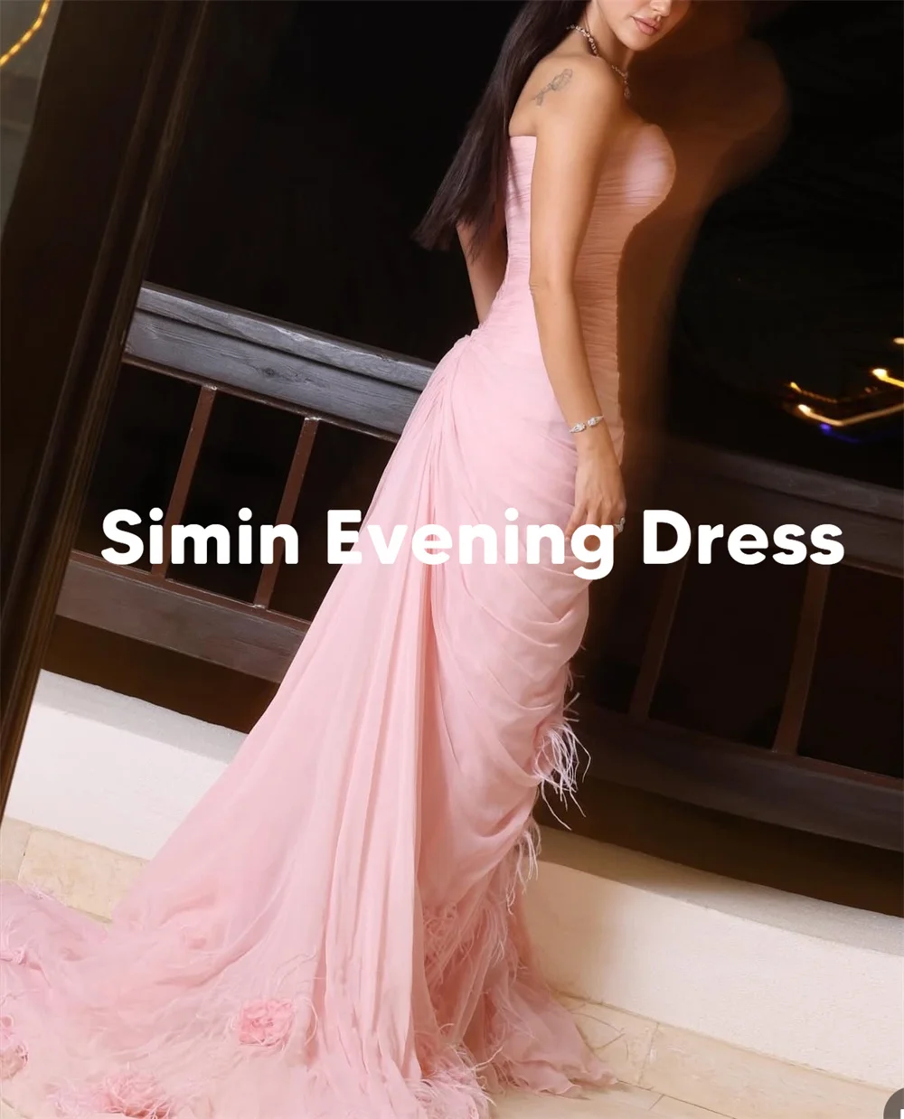 Simin – robe de soirée de forme sirène pour femmes, personnalisée, sans bretelles, plissée, sans manches, longueur au sol, robes formelles élégantes, 2025