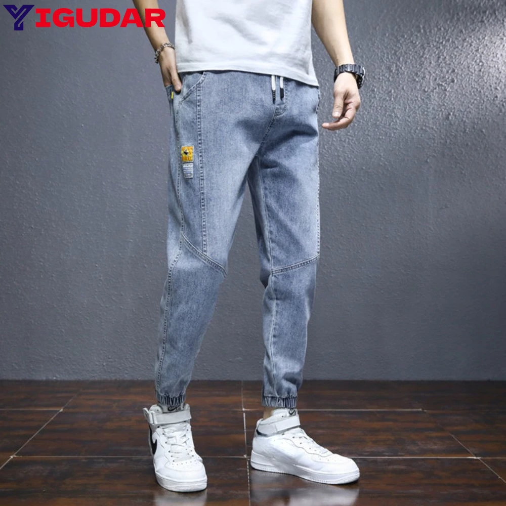 

Spring Korean version mens small leg jeans with fashion closure legging handsome casual Harlan jeans loose fitting men clothing