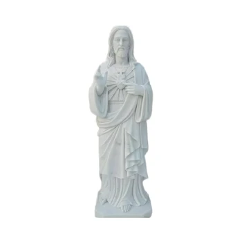 Exquisite pure white marble Jesus statue sculpture hotel garden decoration quality stone garden products