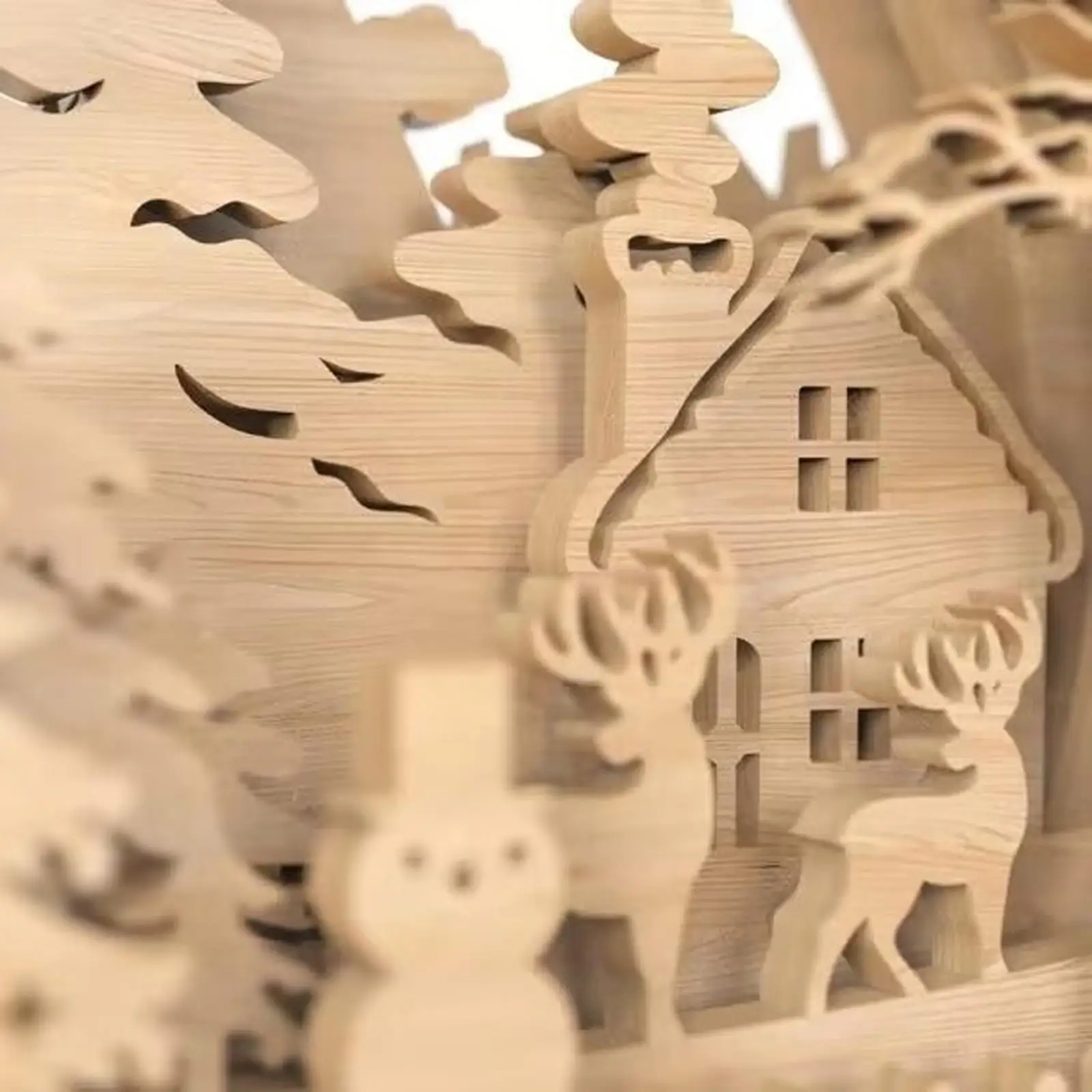 Wooden Christmas Tree Christmas Decor Creative Gift Crafts Statue Reindeer Table Centerpiece for Living Room Home Cabinet