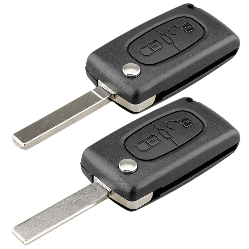 

Remote Key Fob Case Blank Shell Replacement Flip Folding Remote Car Key Shell Black for Peugeot 207 307
