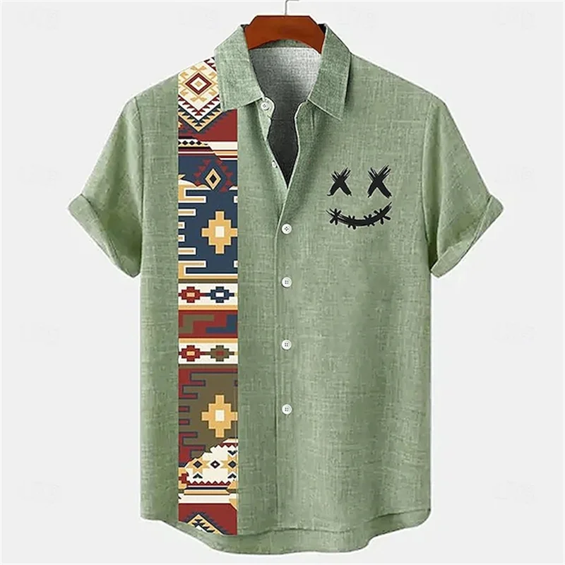 Ethnic Striped Men's Shirts Summer Fun Hawaiian Shirts Comfortable Breathable Short Sleeve Shirts Casual Men's Fashion Designs