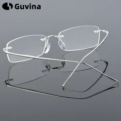 Pure Titanium Glasses Anti Blue Light Men's Eyeglasses Frames Luxury Brands Rimless Glasses Women Pure Titanium Computer Lenses