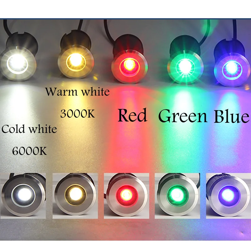 Outdoor led focus recessed spotlight  IP67 1W 3W Waterproof LED Deck Step Stair Underground ground Garden Light Wall Floor Lamp