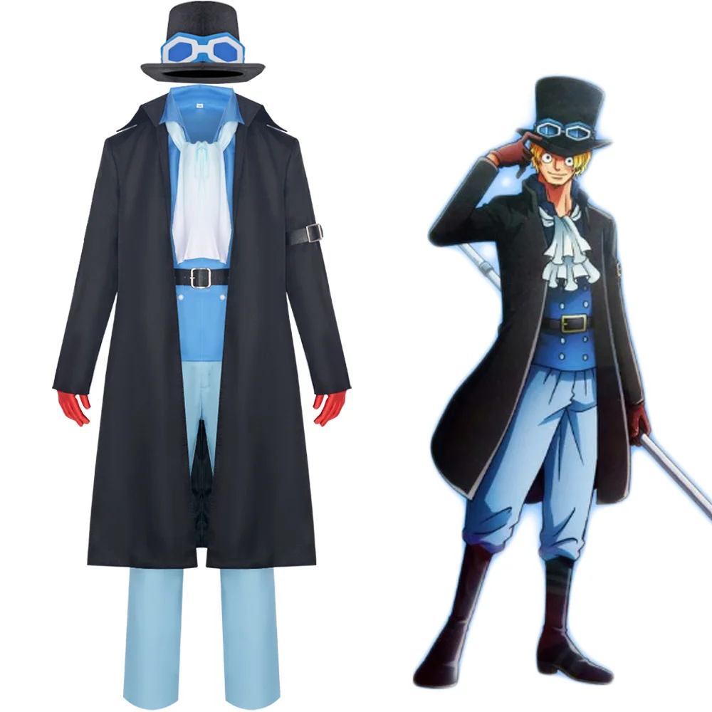 Disfraz de Sabo para hombre, capa de una pieza de Anime, abrigo de Halloween, chaleco, camisa, pantalón, uniforme, sombrero, trajes de fiesta