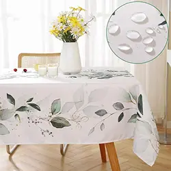 Spring Watercolor Eucalyptus Rectangular Tablecloth Kitchen Table Decor Waterproof Tablecloth for Holiday Party Decoration