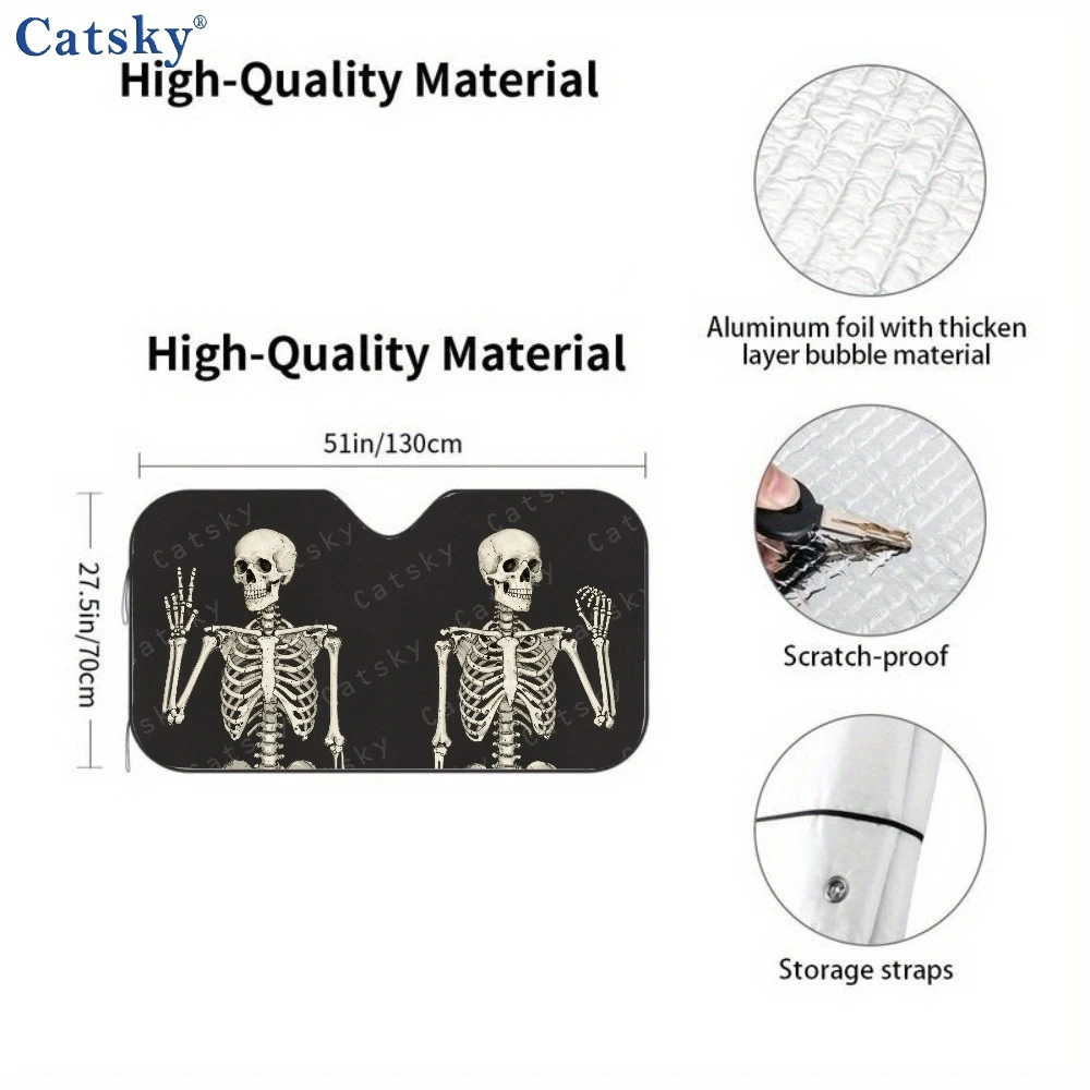 Human Skeleton Drawing Car Sunshade | Front Window Sun Cover, Durable Polyamide Visor, Universally Applicable, Car Decor Gift