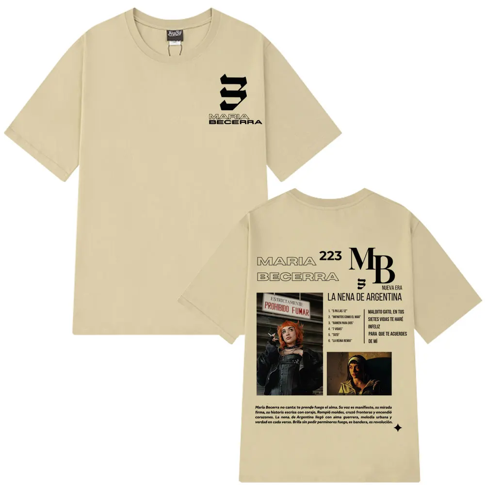 المغني ماريا بيسيرا لا نينا ألبوم 2025 خمر التي شيت الرجال النساء موضة تي شيرت القطن عادية فضفاض المتضخم تي شيرت مروحة الهدايا #6