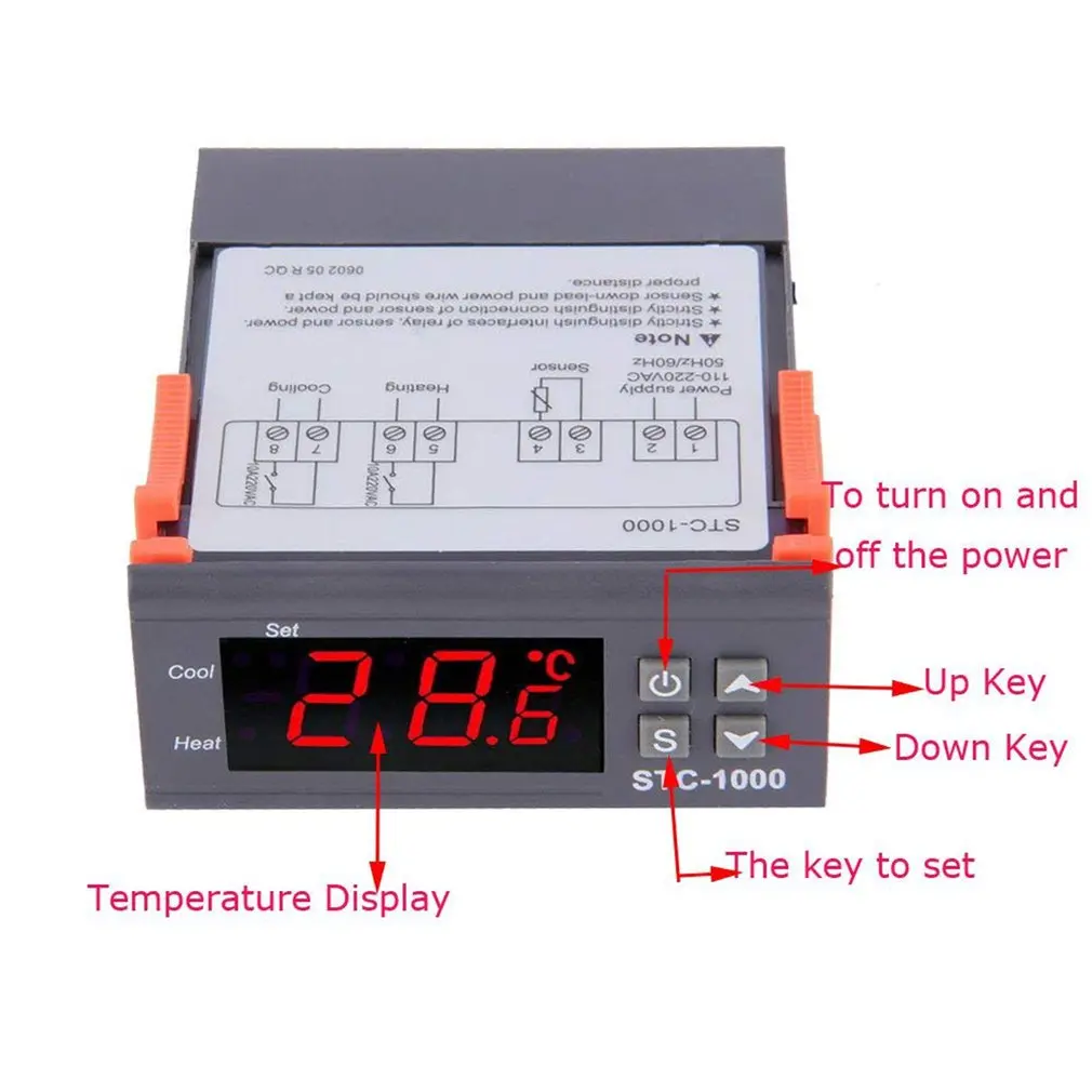 STC-1000 LED Digital Temperature Controller เทอร์โม Thermoregulator Aquarium Incubator 220V พร้อมเซนเซอร์ Probe Cable