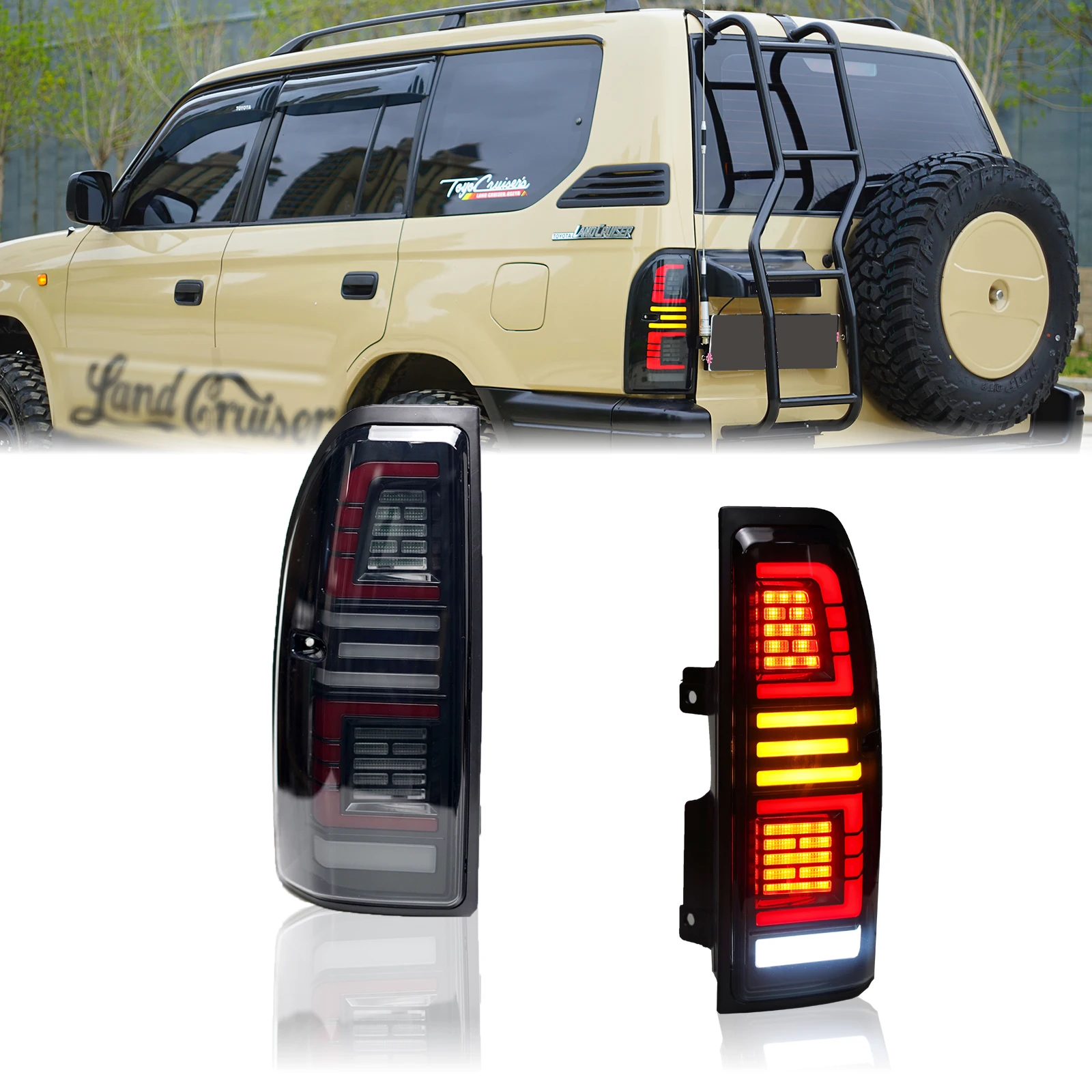 

STLFHOSI Led Taillights Lamp Led Light Modified Car Taillights Full LED Car Lamp Fit for Toyotas Land Cruise 90/95 1996- 2002