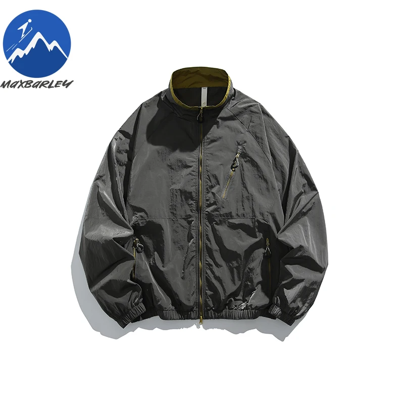 Maxbarley Jacket Outdoor Hiking Triple Proof Stand Collar Jacket Men Autumn Durable Moisture Wicking Quick Dry Thin Garment