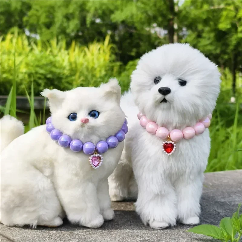 قابل للتعديل طوق الحيوانات الأليفة اللؤلؤ الحب قلادة القط طوق جرو اكسسوارات الكلب سلسلة تشيهواهوا الزفاف مجوهرات الحيوانات الأليفة الاشياء #5