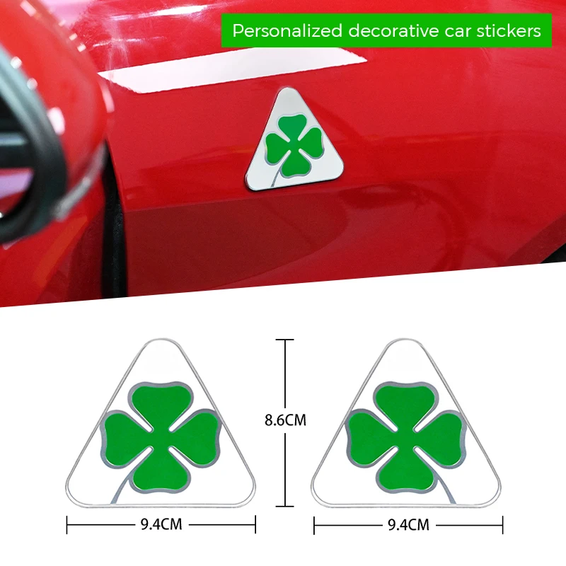 Car Aluminum Fender Decoration Stickers Quadrifoglio Fit for Alfa Romoe Giulia Stelvio Exterior Stickers Car Accessories