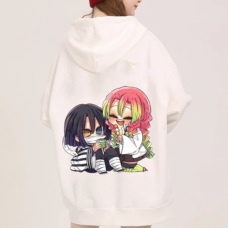 Demon Slayer Kanroji Mitsuri Japan Anime Printed felpe con cappuccio da donna Plus Size felpe Pullover a maniche lunghe da donna