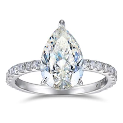 Super Sparkling Pear shaped Moissanite Drop Ring Women with Certificate 1-3ct Laboratory Diamond Rings Jewelry S925 Silver